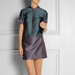J. Crew Green and Purple Patterned Dress